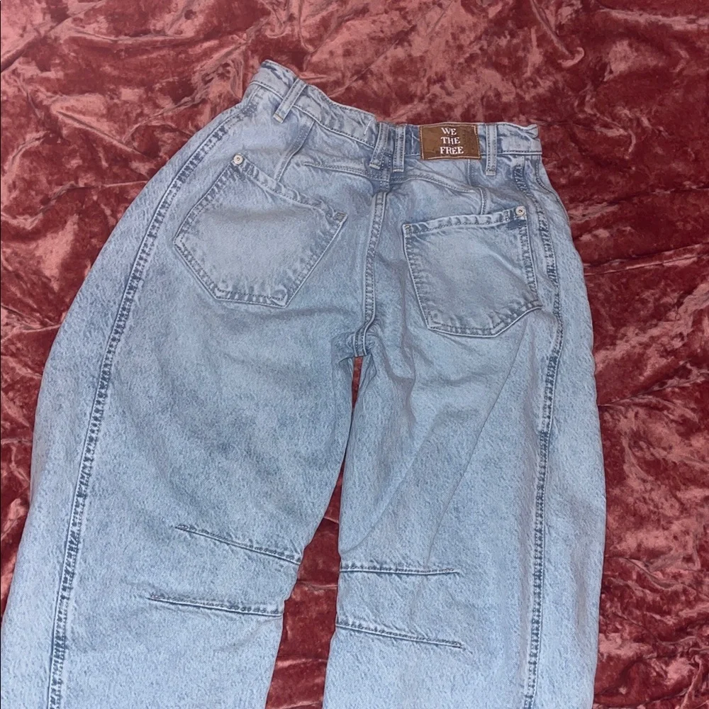 We The Free Sky Blue Barrel leg Denim Jeans - Picture 5 of 8
